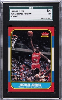 1986-87 Fleer #57 Michael Jordan Rookie Card – SGC 84 NM 7